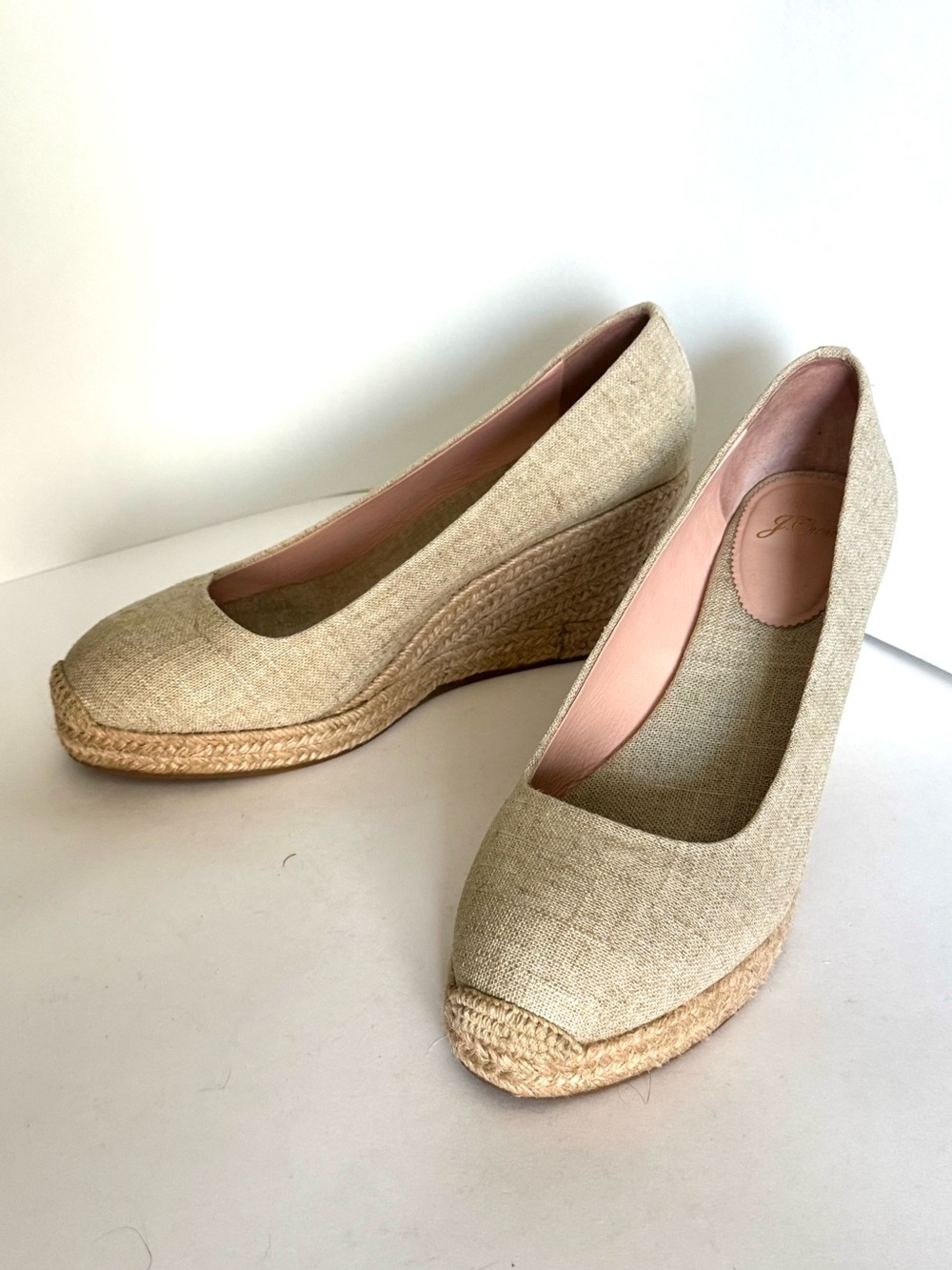 J.Crew Gold Shimmer Beige Espadrille Wedge Pumps size 11 - Picture 2 of 6